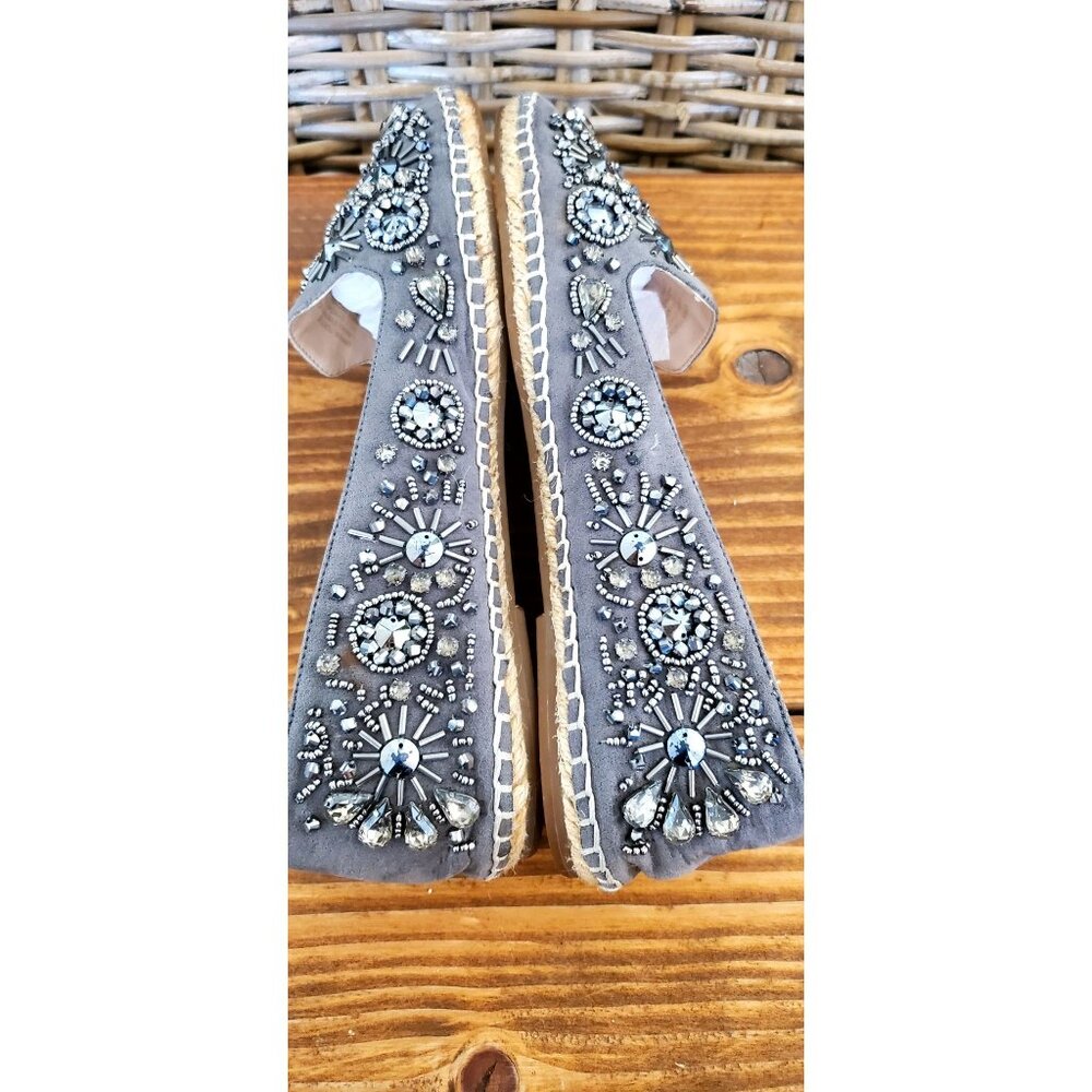 Kurt Geiger Beaded Embellished Grey Slip-On Loafers Rhinestones Size 7 - Picture 11 of 15